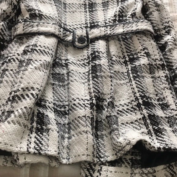 White Medium Winter Jacket Stand-Collar Plaid - Picture 7 of 7